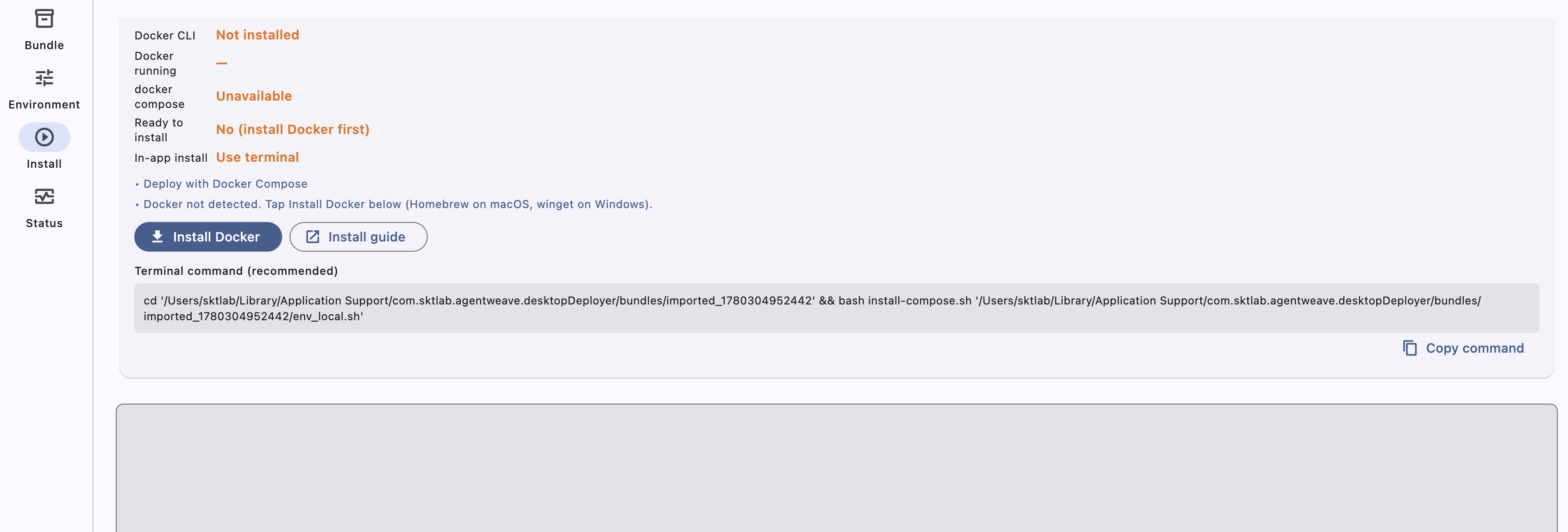 Install step — Docker not yet installed